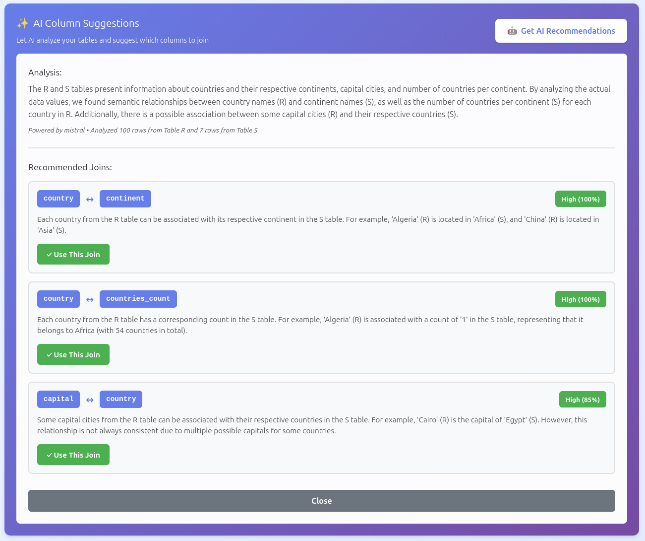 AI Column Suggestions