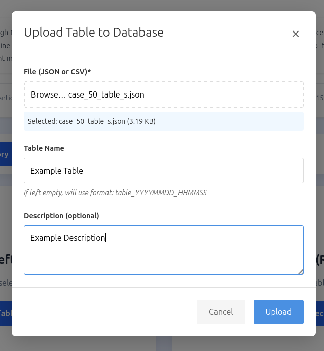 Upload to Database
